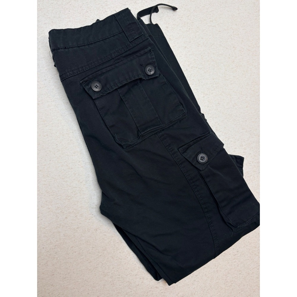 Match Mens Cargo Pants Black Tactical Multi Pocket Straight Leg Drawstring Hem